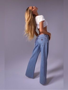 Revolve Abrand 99 Low Baggy Staright Denim Jeans Medium Wash 25